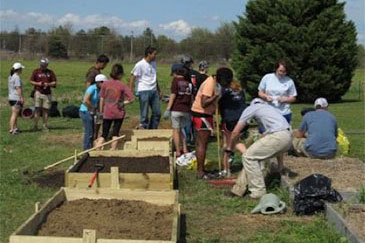 Students Building a Garden