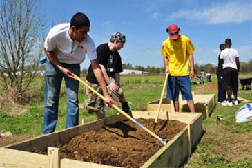 Students Building a Garden